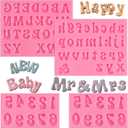 JOERSH 4PCS Silicone Letter Molds, Non-Stick 26 Letters and 0-9 Numbers Fondant Chocolate Molds for Dessert Cake Decorating, Cupcake Topper, Candy