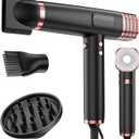 MESCOMB Dual Voltage Ionic Hair Dryer with Diffuser - 1875W High-Speed Blow Dryer for Women, Fast Drying, No Heat Damage, Low Noise, Lightweight, European Travel 110V-120V/220V-240V, Pink