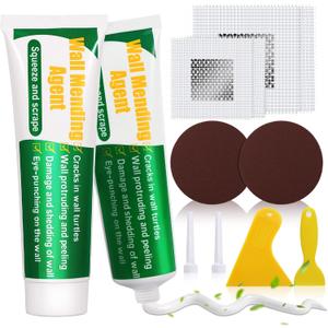 Drywall Repair Kit, 2 Pack Spackle Wall Repair Patch Kit with Scraper, Wall Mending Agent Large Hole Drywall Patch, Easy to Fill Holes in Home Wall and Quick Repair Crack, Plaster Wall Repair