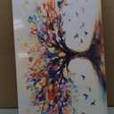 Large Tree of Life Canvas Wall Art Colourful Tree of Life Painting Picture Wall Decor plant abstract Print Artwork for Living Room Yoga Room Hotel Bedroom Home Decoration 16x32in framed