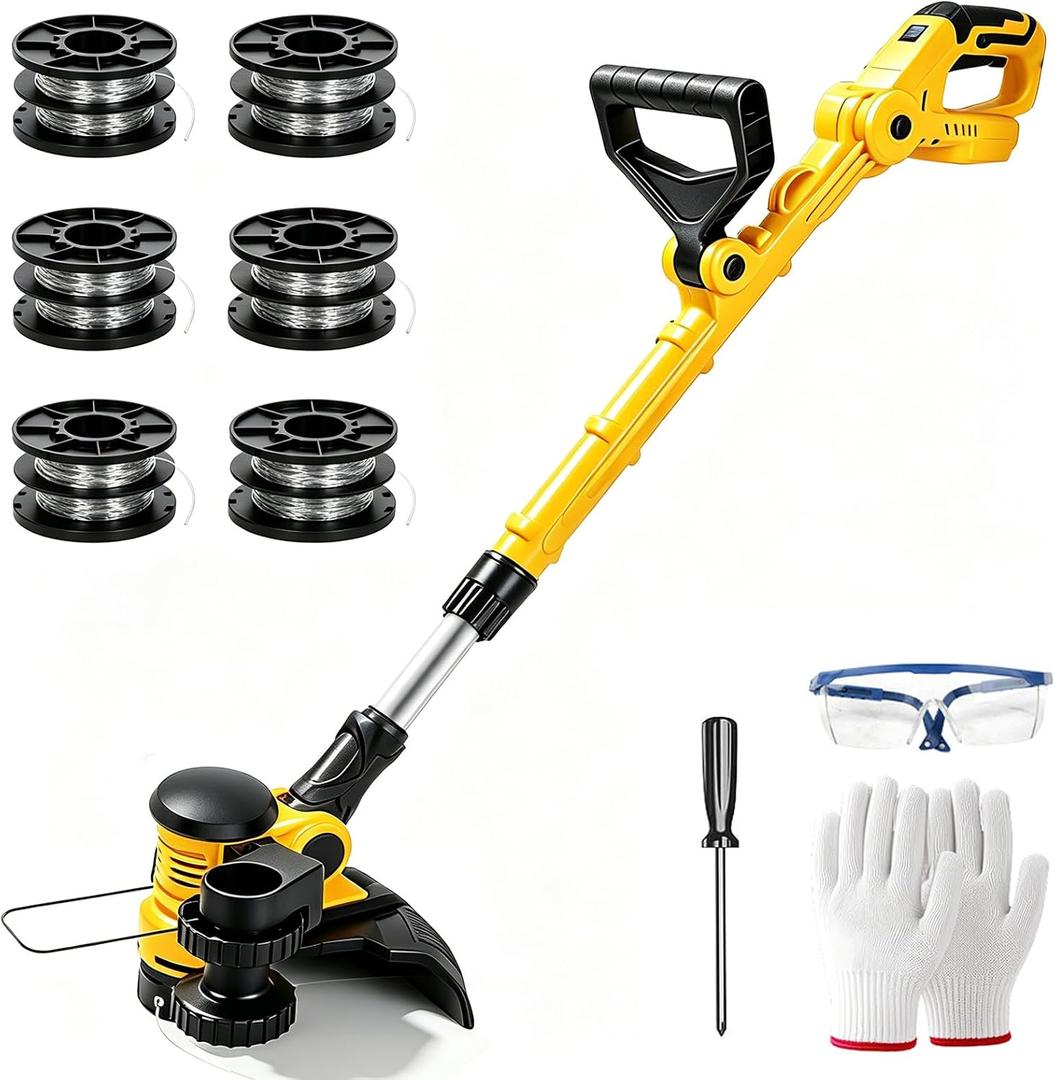 Cordless String Trimmer for Dewalt 20V Max Battery (No Battery), 12-Inch Electric Weed Grass Trimmer, 800W Brushed Motor, 8810RPM, Auto Line Feed, w/ 6 Line Spools, Adjustable Handle