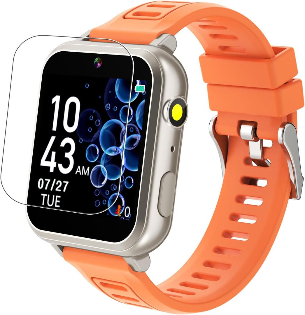 Kids Smart Game Watch with 24 Games HD Touch Screen Video Camera Music Player Pedometer Flashlight Alarm Clock 12/24 hr, Gifts for 5-12 Year Olds Boys Orange