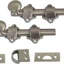 QCAA Solid Brass Dutch Door Bolt, 4", Brushed Satin Nickel, Made in Taiwan, 2 Pack