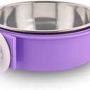 Crate Dog Bowl Removable Stainless Steel Water Food Feeder Bowls Cage Coop Cup for Cat Puppy Bird Pets (Large, Purple)