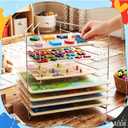 Sintuff Puzzle Organizer Rack, 10-Tier Wire Puzzle Holder for Chunky & Flat Jigsaws, Adjustable Angle Rack Fits Most 12 x 9 in Large & Small Puzzles Boards, Space-Saving Storage Shelf