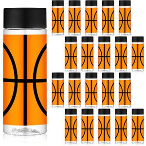 Skylety 24 Pcs Basketball Plastic Bottles with Lids 13.5 oz Basketball Reusable Juice Bottles Bulk Plastic Drink Container Sensory Bottles Sports Themed Birthday Party Supplies (Modern)