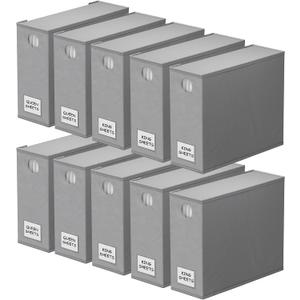 SpaceAid 10 Pack Bed Sheet Organizers and Storage, Foldable Sheet Organizer for Linen Closet, Sheets Set Folder Keeper with Window XL (Queen & King Size) Organizing Bedding Container, Gray