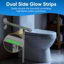 26.8 INCH Flip-Up Toilet Grab Bar with Support Leg, Wall-Mounted Safety Rail for Bathroom, Night Glow Strips on Both Sides, Folding Handrail for Elderly & Disabled