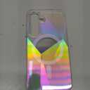 Cute Case for Samsung Galaxy S25 Case for Women Girls [ Compatible with Magsafe ] Clear Glitter Girly Aesthetic Rainbow Sparkly Bling Magnetic Phone Cover, Iridescent Geometry