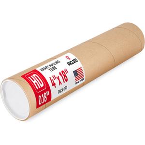 4" x 18" Heavy-Duty Reinforced Cardboard Mailing Tube, Pack of 1 Tube with 2 Caps – Secure USPS Approved – Great for Shipping and Storing of Prints, Artwork, Posters or Documents