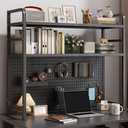 Bookshelf for Desktop Storage 1~2 Floors Board with Holes Steel Frame Material Stable and Load-Bearing，for Computer Desk Dorm Room Office Home(Black,135 * 20 * 98cm)