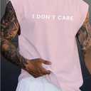 Men's Tropical Sleeveless Beach Tank Top Crew Neck Cut Off Vacation Summer Tanks (Pink, XL)