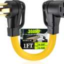 NEMA 14-30P to 14-50R EV Charger Adapter Cord 30 Amp Dryer to 50 Amp EV for Level 2 Charging, 4 Prong Male to 4 Prong Female Power Cord with Handle, STW 10 AWG/4C, 1FT, ETL Listed