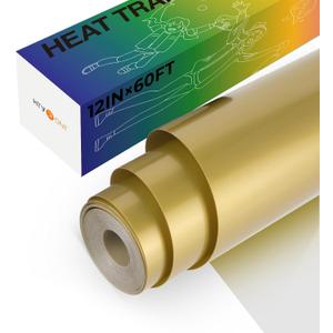 HTVRONT Heat Transfer Vinyl Gold Iron on Vinyl-12 x 60FT Gold HTV Vinyl Roll Easy to Cut & Weed for Heat Vinyl Design