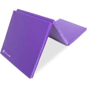 ProSource Tri-Fold Folding Thick Exercise Mat 6’x2’ with Carrying Handles for MMA, Gymnastics, Stretching, Core Workouts