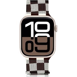 Checkered Metal Apple Watch Bands for Women Men 38mm 40mm 41mm (42mm-Series 11 10), Stainless Magnetic Milanese Loop Checkered Apple Watch Band for iWatch Ultra 3 2 Series 11 10 9 SE 8 7 6 5 4