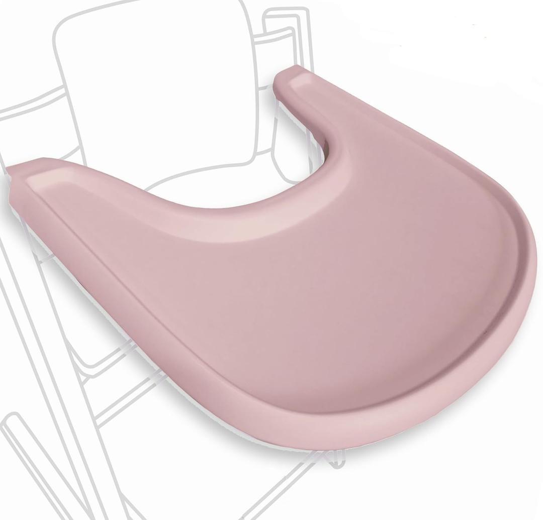 High Chair Tray Compatible with Stokke Tripp Trapp Chair  Matte Dusty Pink  NO Suction Plate Feature  Ergonomic Curved Design  BPA-Free, Easy to Assemble