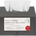 3 x Hand Towel Box Cover Holder by Hirano's BAZAAR - Vegan Leather, Compatible with Kleenex Disposable Paper Hand Towels (Smoky Charcoal)