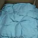 PERFEMET 5 Pcs Full Size Bedding Set for Girls Teal Blue Pom Pom Cute Bed in A Bag for Kids Teen Soft All Season Fluffy Boho Solid Bedding Comforters with Sheet Set(Teal Blue, Full)