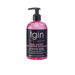 tgin Rose Water Defining Styling Gel for Curly, Coily and Wavy Hair, Reduce Frizz, Light Hold, Moisturizes and Defines Curls, 13 oz