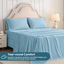 Queen Sheet Set, 4 Pieces Hotel Luxury Soft Microfiber Queen Bed Sheets Set, Up to 16" Deep Pockets, Oeko-Tex Sheets with Elastic, Breathable, Wrinkle Free (Sky Blue, Queen)