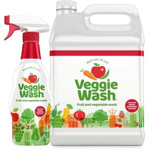 Veggie Wash Fruit & Vegetable Wash, Produce Wash and Cleaner Bundle Pack 16 oz. Spray and 1 Gallon Refill