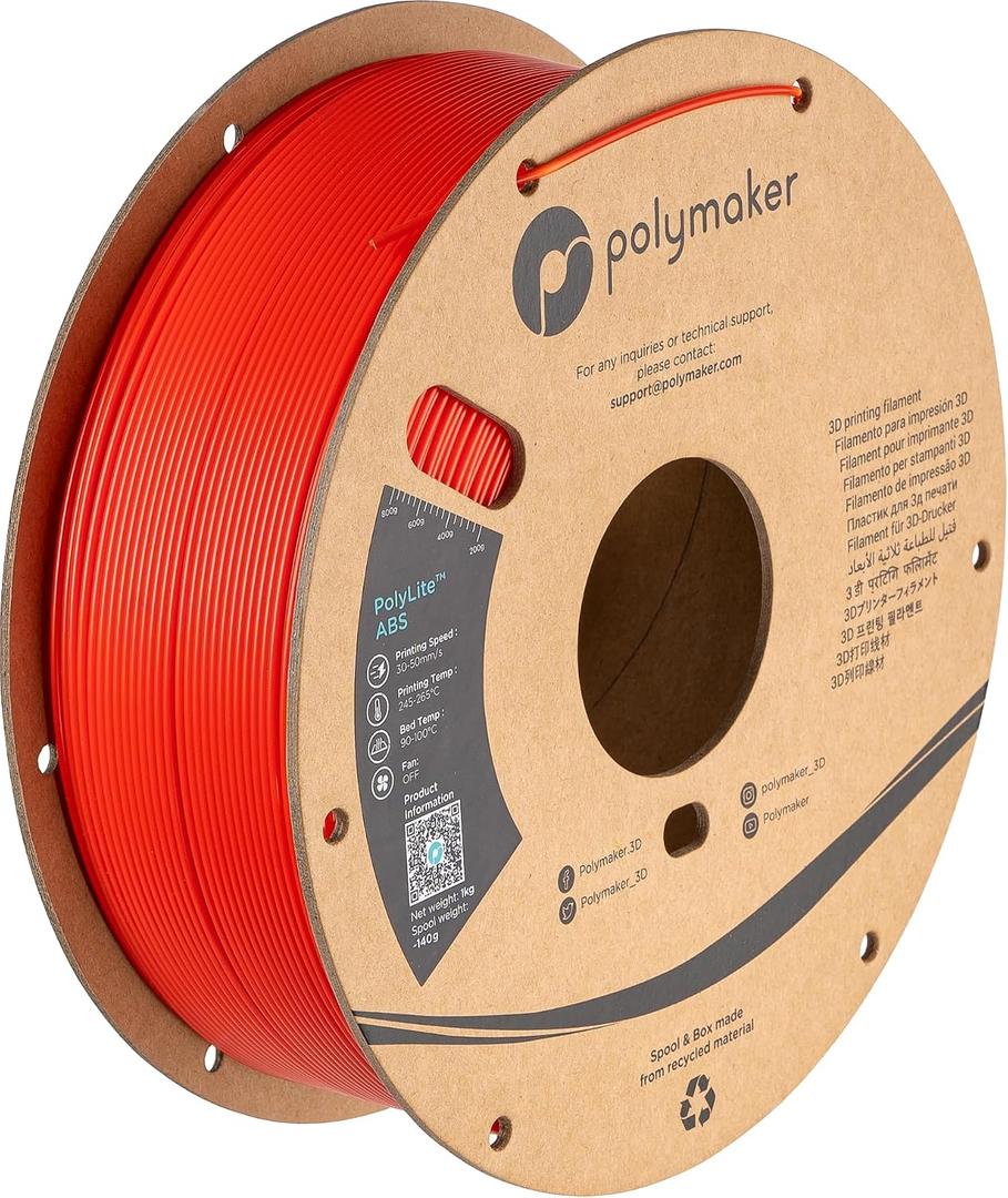 Polymaker ABS Filament Red 1KG 1.75mm, Heat Resistant, Strength