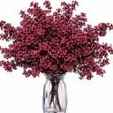 Giegxin 24 Pcs Babys Breath Silk Artificial Flowers Red Faux Flower 19.6 Inch Gypsophila Bouquets Bulk Burgundy Real Touch Floral for Vase Spring Decoration Home Office Table Centerpiece, Wine Red
