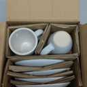 KIVY 3 oz Espresso cups set of 4 - Thick walled stoneware espresso cup set - Italian style espresso cups and saucers - Demitasse cups set of 4 - Small coffee mugs - Demitasse cups and saucers sets (Stonegrey)