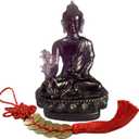 Buddha Statues for Home Collectibles Sculpture Meditation Decor Spiritual Yoga Zen Ornament East Asian Dcor Set of 5 Lucky Charm Ancient Coins Feng Shui Geomantic Figurine Gold (Purple)