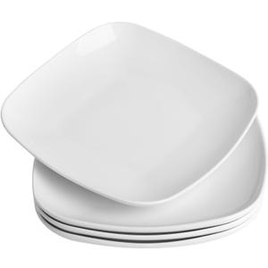 KITCHENLESTAR Ceramic Square Dinner Plates,9 Inch Square Serving Plate for Steak, Pasta, Salad, Snacks, Dessert, Appetizer Plates-Set of 4