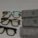 EASY READ 3 Pairs Reading Glasses for Women, Squre Computer Blue Light Blocking Anti UV Readers with Spring Hinge (Black/Tortoise/Grey, 1.75, multiplier_x)