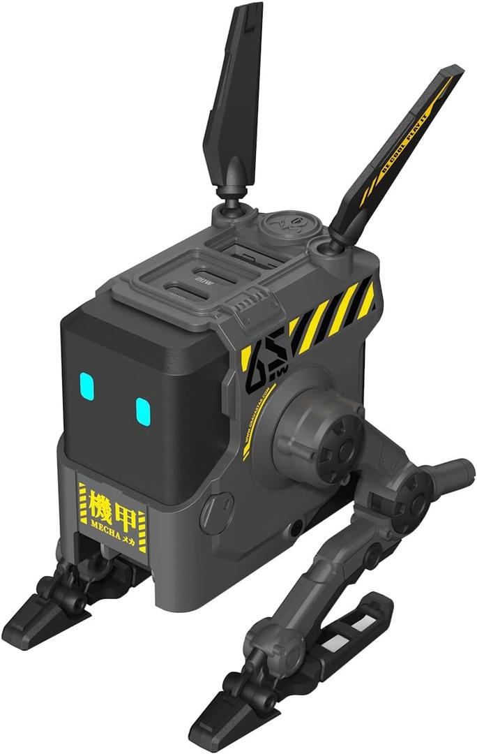 GravaStar 65W USB C Charger, Alpha65 Robot Fast GaN Charger Block, 3-Port Fast Charger, Foldable Wall USB C Charger for iPhone, MacBook, iPad, Galaxy S23/S24, Laptop, Steam Deck (65W, Gray)