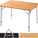 Amazon.com: KingCamp Adjustable Height Folding Table, 4-Fold Bamboo Camping Outdoor Portable RV Camp Table with Carry Bag for Outdoor Car Backyard Picnic Tailgating Beach : Sports & Outdoors