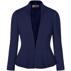 Hybrid & Company Women's Casual Work Office Elegant Open Front Premium Nylon Blazer Jacket