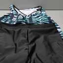 MODLILY Tummy Control Womens Tankini Swimsuits, Two Piece Metal Ring Bathingh Suits, Tank Top with High Waisted Boyshorts (X-Large, Mint Green)