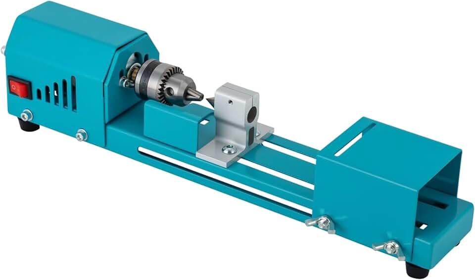 Mini Lathe Machine,150W Miniature Mini Lathe Beads Machine, DIY Polishing Woodworking Drill 12V/24V, Wood Lathe Milling Machine for Punching, Engraving, Sanding, Cut 9000 RPM