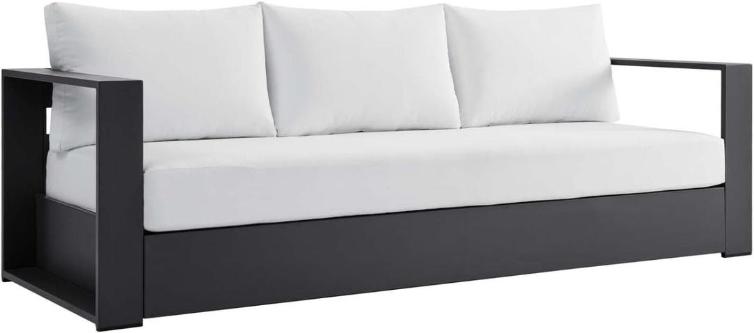 Modway Tahoe Aluminum Outdoor Patio Sofa in Gray White