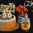 30th Birthday Gifts for Her with 15oz Glass, Birthday Crown, Sash, Cake Topper and Candles, 30 Year Old Decorations Gifts Idea