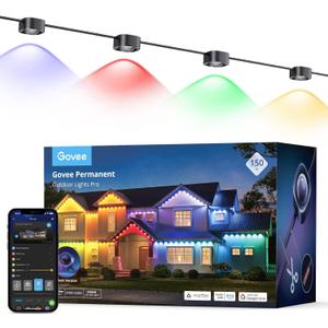 Govee Permanent Outdoor Lights Pro, 150ft with 90 RGBIC LED Lights for Daily and Accent Lighting, 75 Scene Modes for Outdoor Decor, IP67 Waterproof, Works with Alexa, Google Assistant, Matter, Black