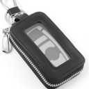Larrel Car Keychain Pouch, Universal Multifunctional Key Case for Car Keys Black Leather Key Holder for Men Women Smart Keys Remote Protector