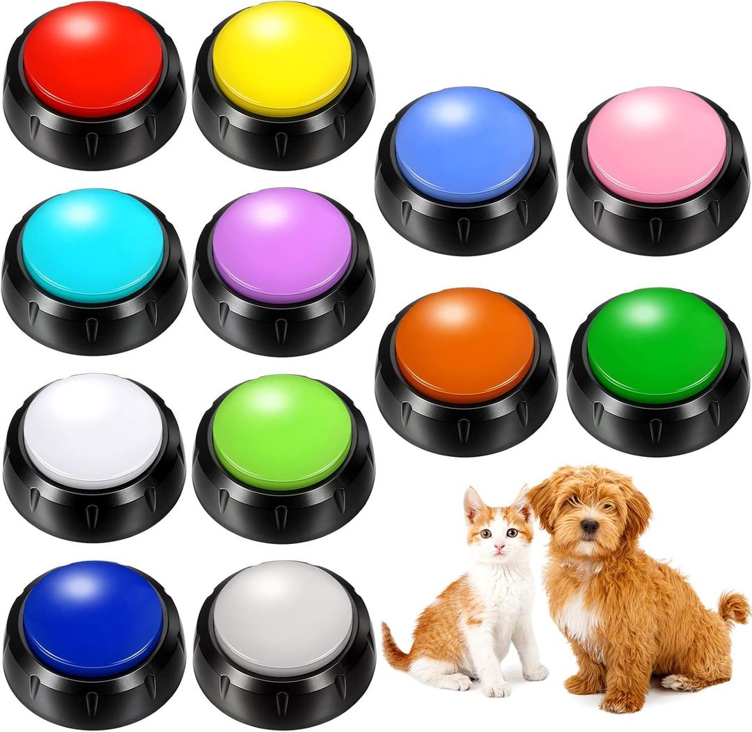 Yunsailing 12 Color Dog Buttons for Communication Voice Recording Pet Training Buzzer Set 30 Second Record & Playback Talking Buttons for Pet Puppy Cat Funny Gifts for Dog, Friend, Family