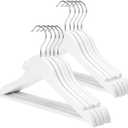 AMKUFO Baby-Hangers 10 Pack Kids-Hangers, 12.75 Inch Wooden Baby Hangers-for-Kids, Wood Children Hangers with Pant Bar & Shoulder Notches, White Clothes Hangers Solid & Durable
