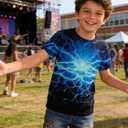 Funnycokid Boys Girls Shirts Graphic T-Shirt Neon Clothes Kids Novelty Youth Short Sleeve Animal Print Tees 4-16 Years