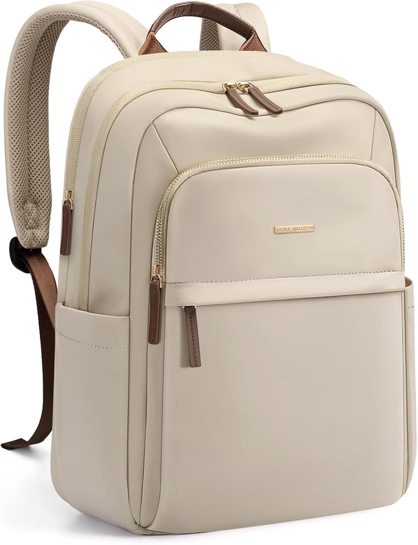 Travel Backpack for Women Personal Carry On Bag Business Weekender Hiking Multilayer Laptop Bag,16 Inch,Apricot