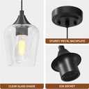 VONLUCE Pendant Light Kitchen Island, Matte Black Pendant Light Fixture with E26 Base & Adjustable Cable, Modern Pendant Lighting with Glass Shade for Living Room Bedroom Hallway