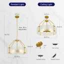 Modern Textured Glass Chandeliers for Dining Room: 20'' Drum Brushed Gold Entryway Light Fixture Hanging - 5 Light Kitchen Chandelier Over Table - Semi Flush Mount Chandelier for Bedroom Hallway Foyer