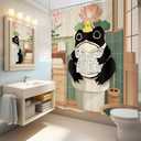 LGhtyro Funny Frog Shower Curtain Bathroom Set 60Wx71H Inches Traditional Japanese Cute Animal Kwaii Rustic Wood Board Toilet Newspaper Bath Accessories Cute Art Home Decor Fabric 12 Pack Hooks