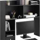 Cinnvoice White Desktop Bookshelf Countertop Storage Hutch with Drawer for Computer Desk 5-Tier Display Rack Multipurpose Wood Desktop Hutch Storage Organize for College Dorm Home Office Supply, 32.3 x 31.5 x 7.9 inches