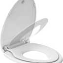 19" Elongated Toilet Seat with Built-In Potty Training Seat, Soft Quiet-Close Lid with Non-Slip Design, Magnetic Kids Seat in White, Easy to Install and Clean